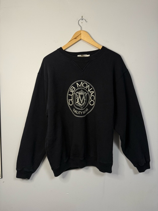 Club Monaco Other - 1980’s Club Monaco Men's Black Logo Crewneck Sweatshirt Cursive Tag